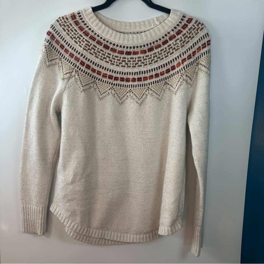 LOFT Cream Wool Blend Crewneck Sweater Women’s L